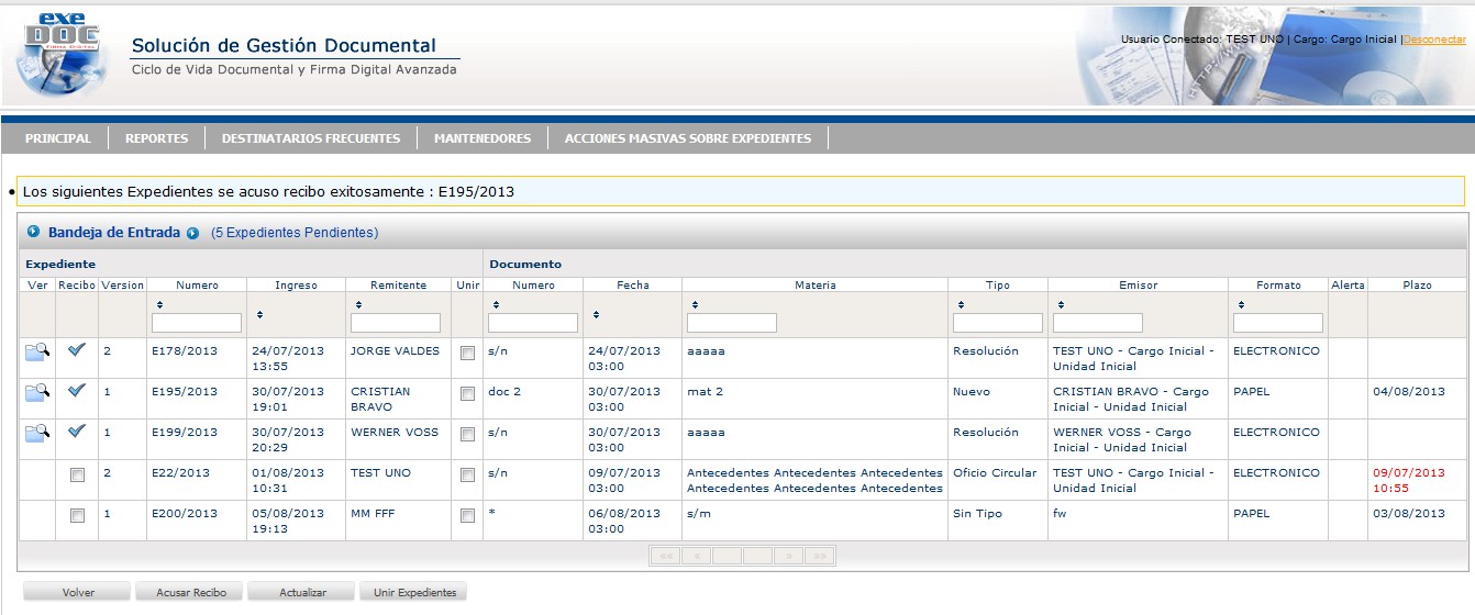 Figura N° 31: Documento con Acuse de Recibo