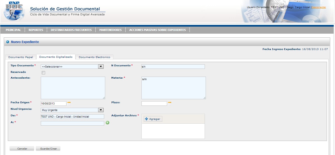 Figura N° 4: Crea Documento Digitalizado